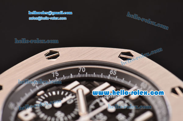 Audemars Piguet Royal Oak Offshore Black Themes Chronograph Swiss Valjoux 7750-SHG Automatic Steel Case with Black Dial and White Numeral Marerks-Run 12@Sec - Click Image to Close